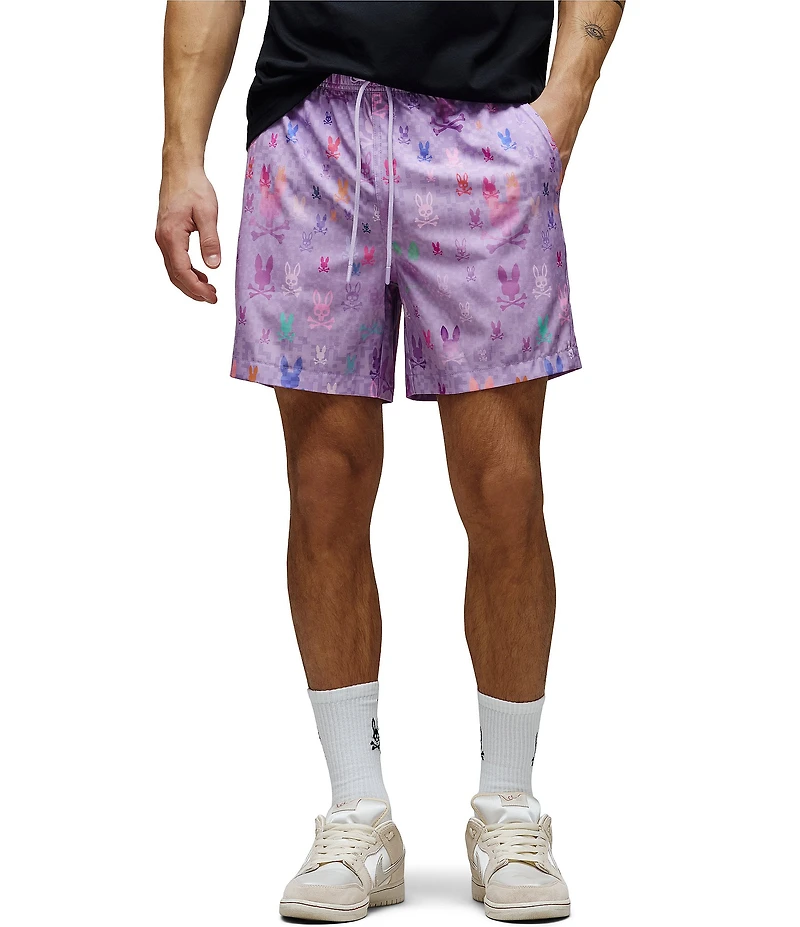 Psycho Bunny Van Allover Bunny Print Swim Trunks