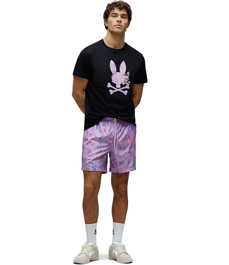 Psycho Bunny Van Allover Bunny Print Swim Trunks