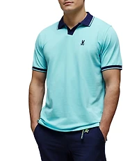 Psycho Christiano Pique Short Sleeve Contrasting Johnny Collar Polo Shirt