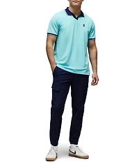 Psycho Christiano Pique Short Sleeve Contrasting Johnny Collar Polo Shirt