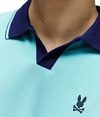 Psycho Christiano Pique Short Sleeve Contrasting Johnny Collar Polo Shirt
