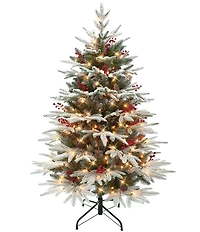Puleo International Inc. 4.5 ft. Flocked Halifax Fir Christmas Tree