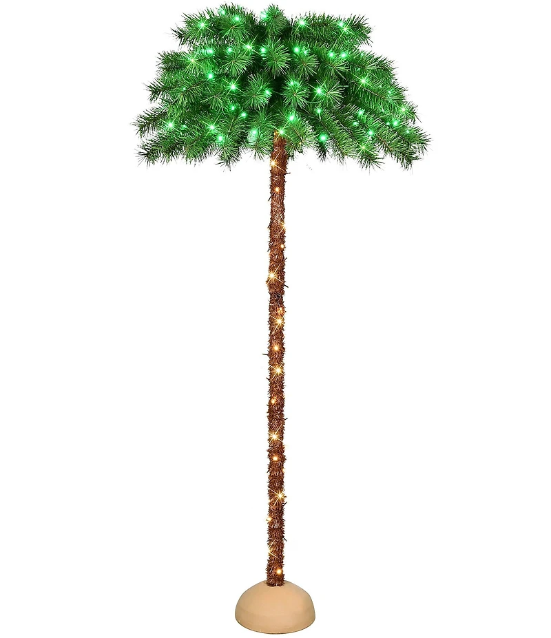 Puleo International Inc. 6-ft. Pre-Lit Palm Artificial Christmas Tree with Green and Clear Lights