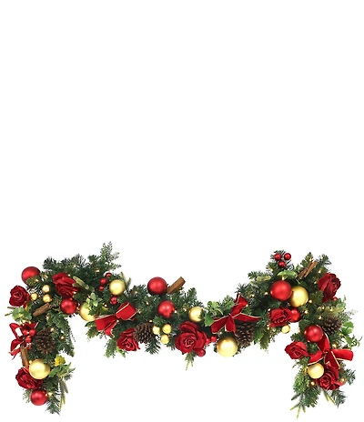 Puleo International Inc. 6 ft. x 10 in. Pre-Lit Artificial Adorned Battery-Operated Christmas Garland