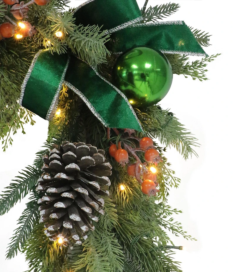 Puleo International Inc. 6-ft. x 10-in. Pre-Lit Battery-Operated Adorned Artificial Christmas Garland