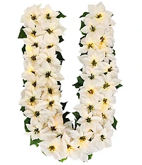 Puleo International Inc. 6-ft. x 12-in. Pre-Lit Battery-Operated Artificial White Poinsettia Christmas Garland