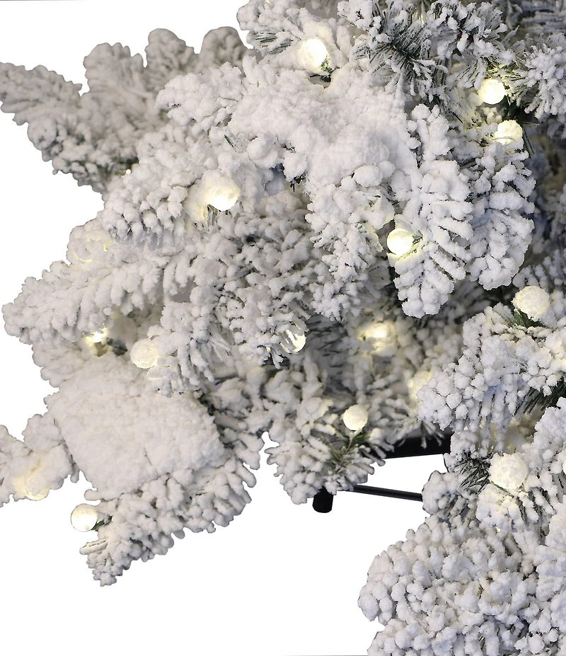 Puleo International Inc. 6.5 ft Pre-Lit LED Flocked Whistler Artificial Pine Christmas Tree