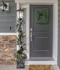 Puleo International Inc. 7-ft. Pre-Lit Artificial Adorned Lamp Post with 200 Branch Tips and LED Lights Yard Sculpture