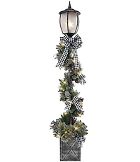 Puleo International Inc. 7-ft. Pre-Lit Artificial Adorned Lamp Post with 200 Branch Tips and LED Lights Yard Sculpture