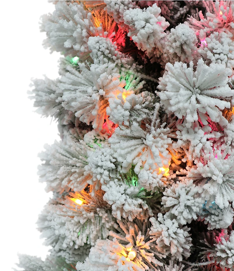 Puleo International Inc. 7.5 ft Pre-Lit Flocked Portland Pine Artificial Pencil Christmas Tree