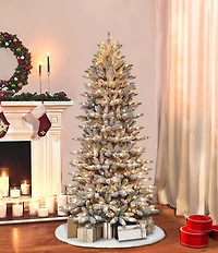 Puleo International Inc. 7.5-ft. Pre-Lit Flocked Slim Franklin Fir Christmas Tree