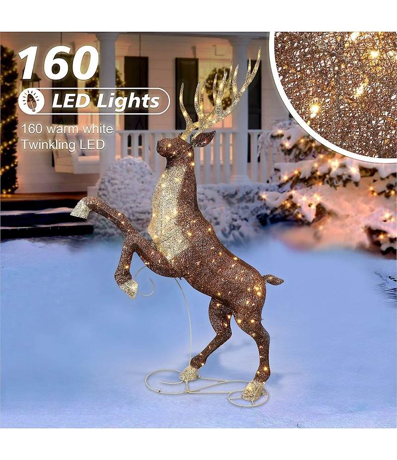 Puleo International Inc. 72-in. Pre-Lit Outdoor Elk with 160 Warm White Twinkling LED Lights