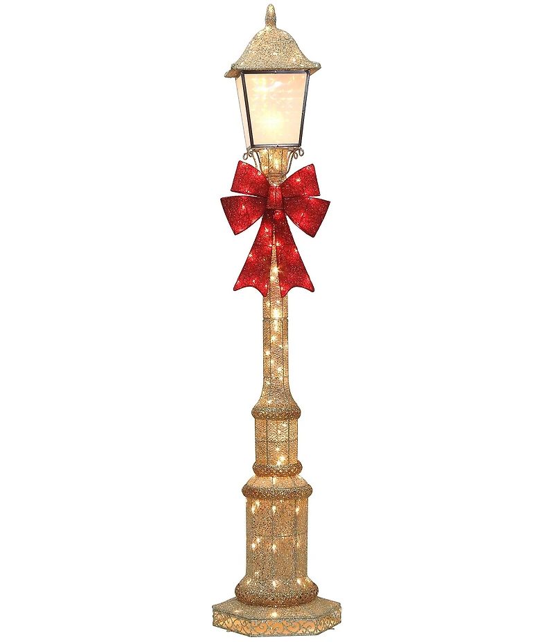 Puleo International Inc. 84#double; Pre-Lit Outdoor Christmas Lamp Post with 150 Warm White LED Lights Yard Sculpture