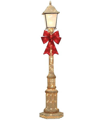 Puleo International Inc. 84#double; Pre-Lit Outdoor Christmas Lamp Post with 150 Warm White LED Lights Yard Sculpture