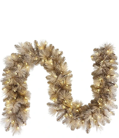 Puleo International Inc. 9-ft. Pre-Lit Tan Artificial Garland with 100 UL-Listed Incandescent Lights