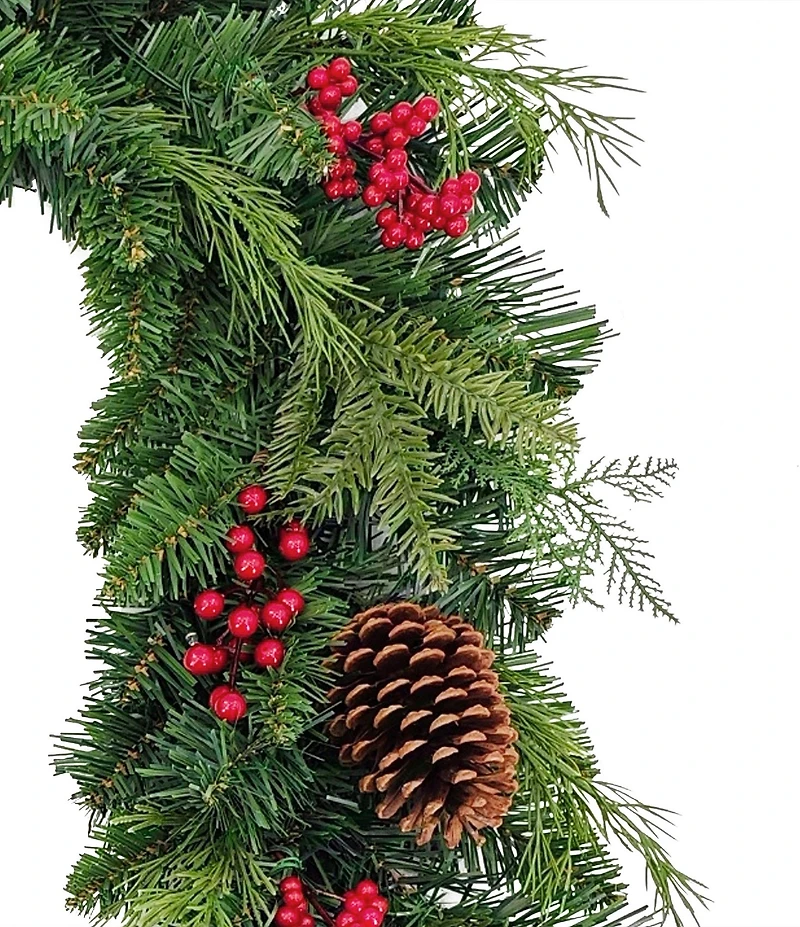 Puleo International Inc. 9-ft. x 10-in. Pre-Lit Battery-Operated Adorned Christmas Garland