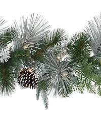 Puleo International Inc. 9-ft. x 10-in. Pre-Lit Battery-Operated Flocked Christmas Garland