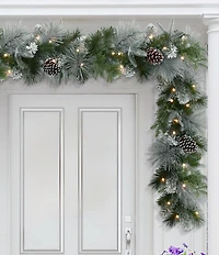 Puleo International Inc. 9-ft. x 10-in. Pre-Lit Battery-Operated Flocked Christmas Garland