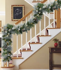 Puleo International Inc. 9-ft. x 10-in. Pre-Lit Battery-Operated Flocked Christmas Garland