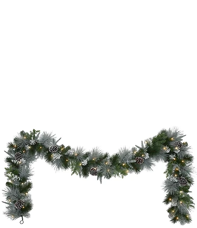 Puleo International Inc. 9-ft. x 10-in. Pre-Lit Battery-Operated Flocked Christmas Garland