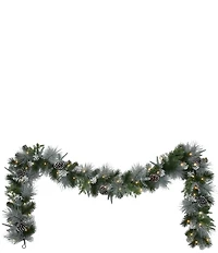 Puleo International Inc. 9-ft. x 10-in. Pre-Lit Battery-Operated Flocked Christmas Garland