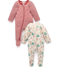 Purebaby 2 Pack Organic Cotton Christmas Print Grow Suit