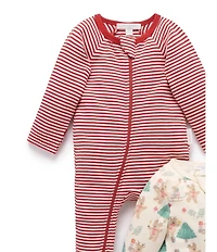 Purebaby 2 Pack Organic Cotton Christmas Print Grow Suit