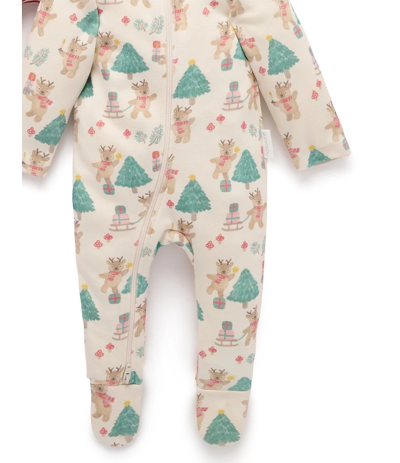 Purebaby 2 Pack Organic Cotton Christmas Print Grow Suit