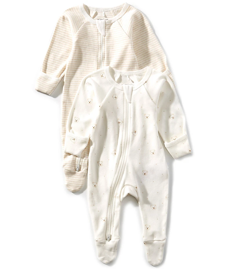 Purebaby Baby 2pk Zip Footie Growsuit