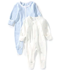 Purebaby Baby 2pk Zip Footie Growsuit