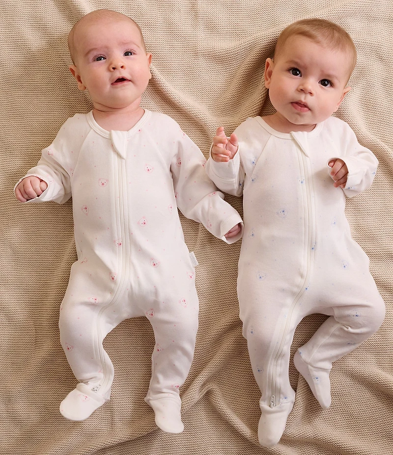 Purebaby Baby 2pk Zip Footie Growsuit