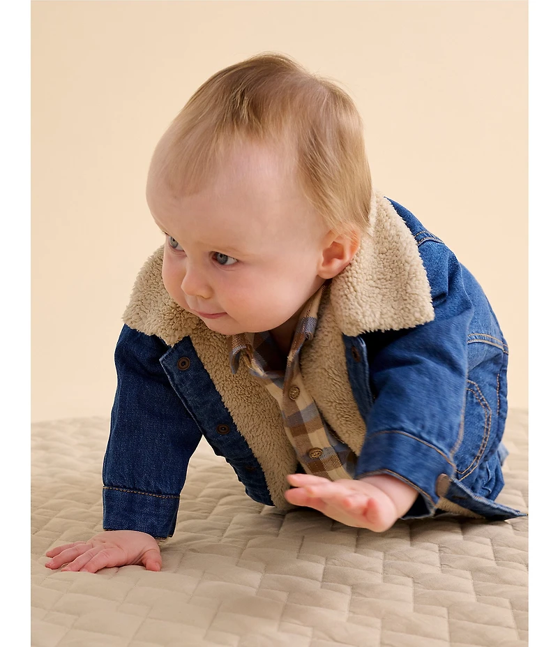 Purebaby Baby Boys Denim/Faux-Shearling Jacket