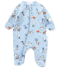 Purebaby Baby Boys Long-Sleeve Farmyard-Inspired-Print Quilted Footed Coverall