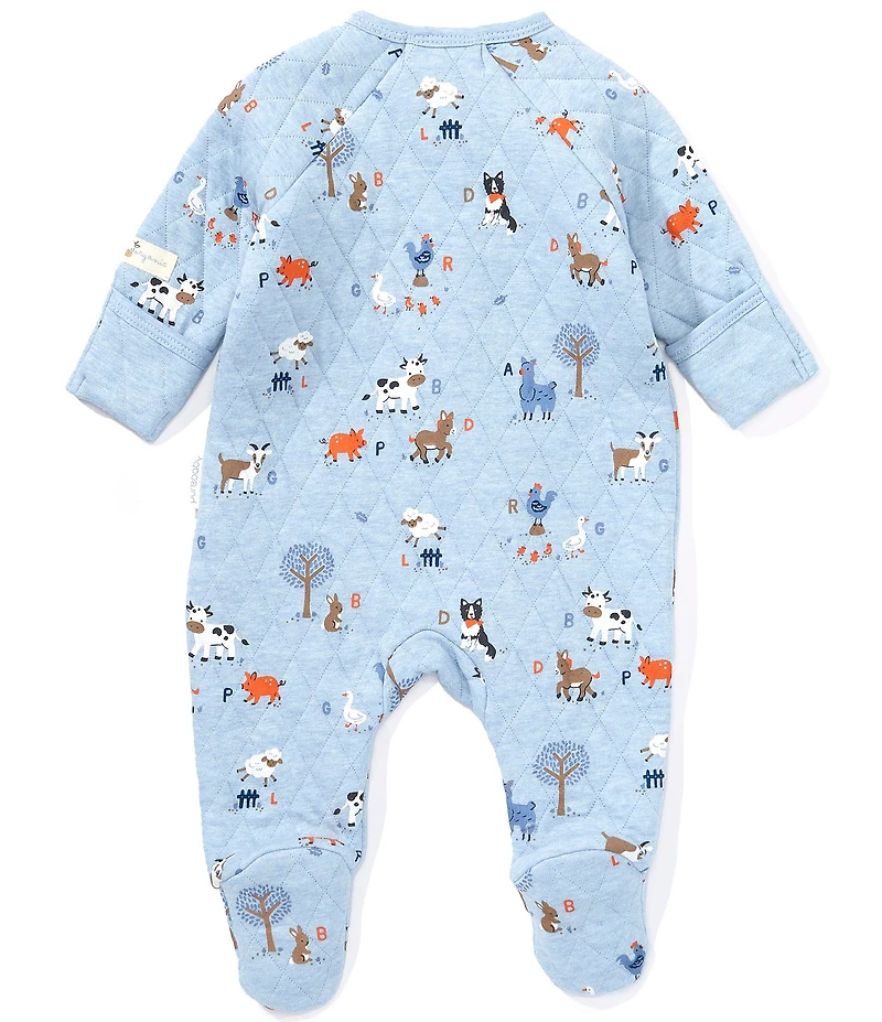 Purebaby Baby Boys Long-Sleeve Farmyard-Inspired-Print Quilted Footed Coverall