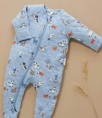 Purebaby Baby Boys Long-Sleeve Farmyard-Inspired-Print Quilted Footed Coverall