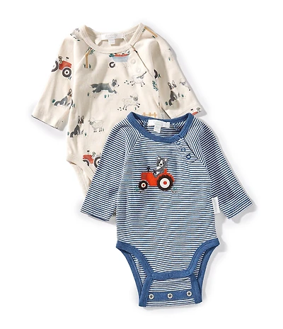 Purebaby Baby Boys Organic Cotton Farm Printed 2-Pack Bodysuit