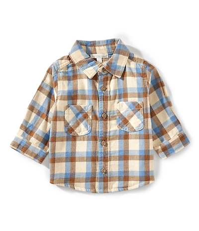 Purebaby Baby Boys Organic Cotton Long Sleeve Check Print Button Down Shirt