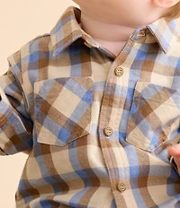 Purebaby Baby Boys Organic Cotton Long Sleeve Check Print Button Down Shirt