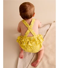 Purebaby Baby Girls Organic Cotton Floral Print Ruffle Bubble Sunsuit