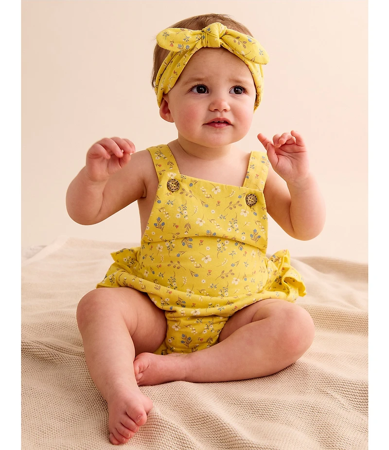 Purebaby Baby Girls Organic Cotton Floral Print Ruffle Bubble Sunsuit