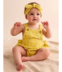 Purebaby Baby Girls Organic Cotton Floral Print Ruffle Bubble Sunsuit