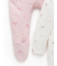 Purebaby® Baby Girls Organic Cotton Zip Printed Footie Coverall 2-Pack