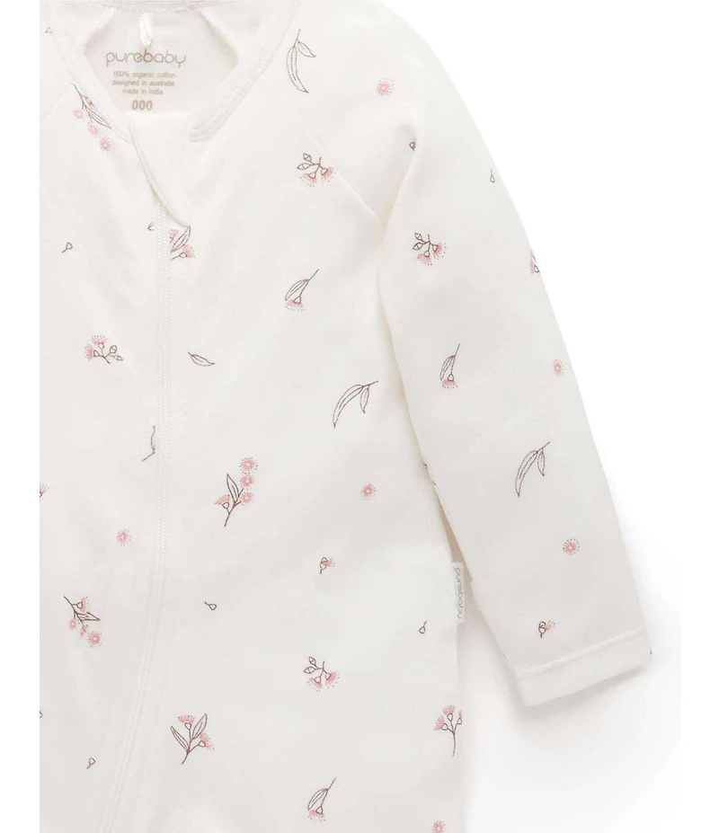 Purebaby® Baby Girls Organic Cotton Zip Printed Footie Coverall 2-Pack