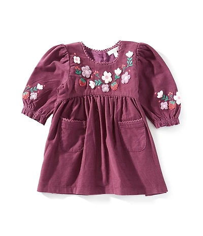 Purebaby Baby Girls Organic Cotton Blooms Long Sleeve Dress