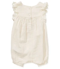 Purebaby Baby Girls Organic Cotton Flutter Sleeves Embroidered Bubble Romper