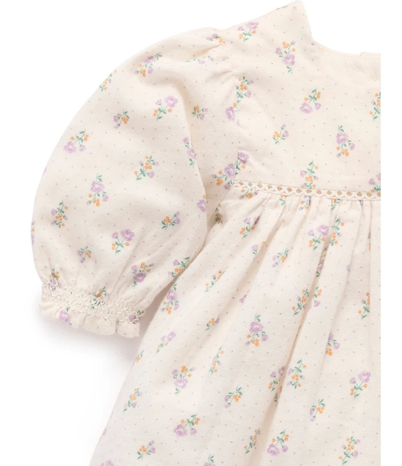 Purebaby Baby Girls Organic Cotton Long Sleeve Primrose Printed Empire-Waist Dress