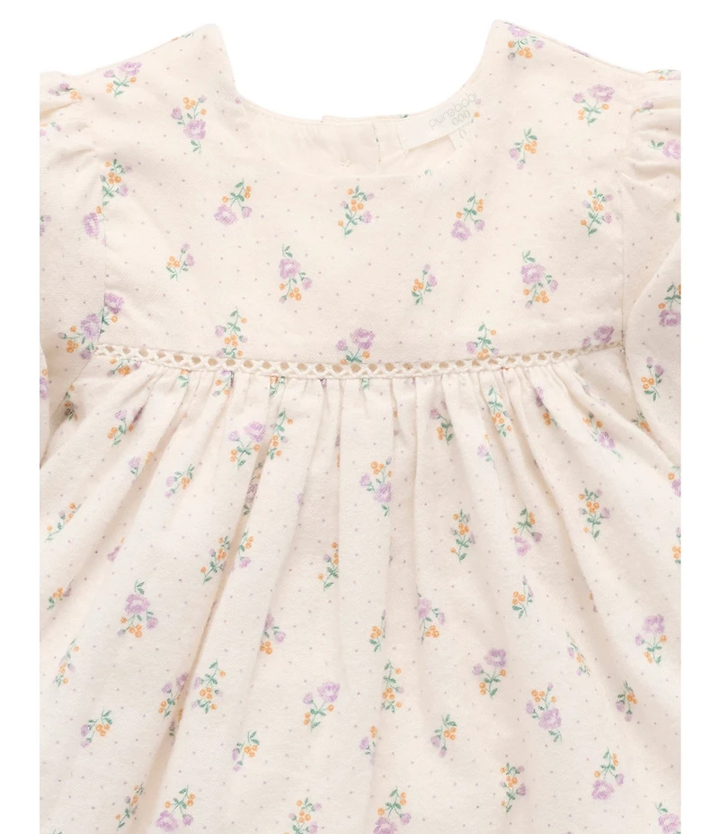 Purebaby Baby Girls Organic Cotton Long Sleeve Primrose Printed Empire-Waist Dress