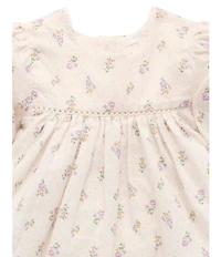 Purebaby Baby Girls Organic Cotton Long Sleeve Primrose Printed Empire-Waist Dress