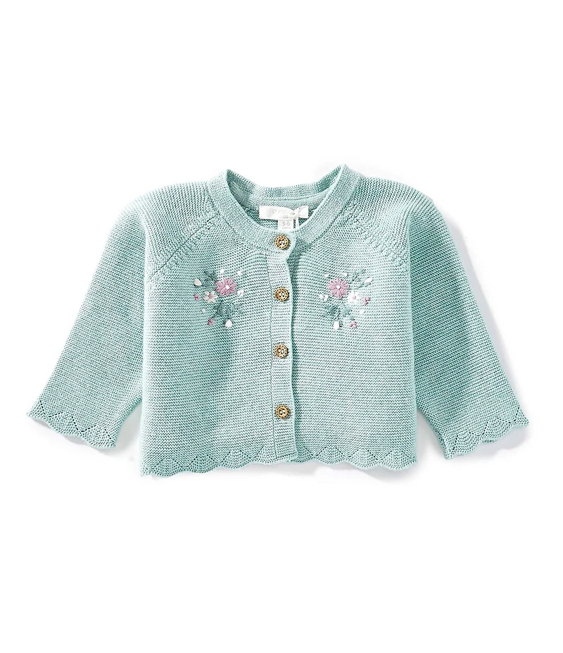 Purebaby Baby Girls Organic Cotton/Wool Embroidered Cardigan