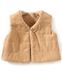 Purebaby Baby Girls Sleeveless Corduroy/Faux-Shearling Reversible Vest